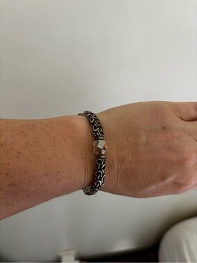 Alex and Ani Silver-Tone Braided Bracelet with Swarovski Crystals